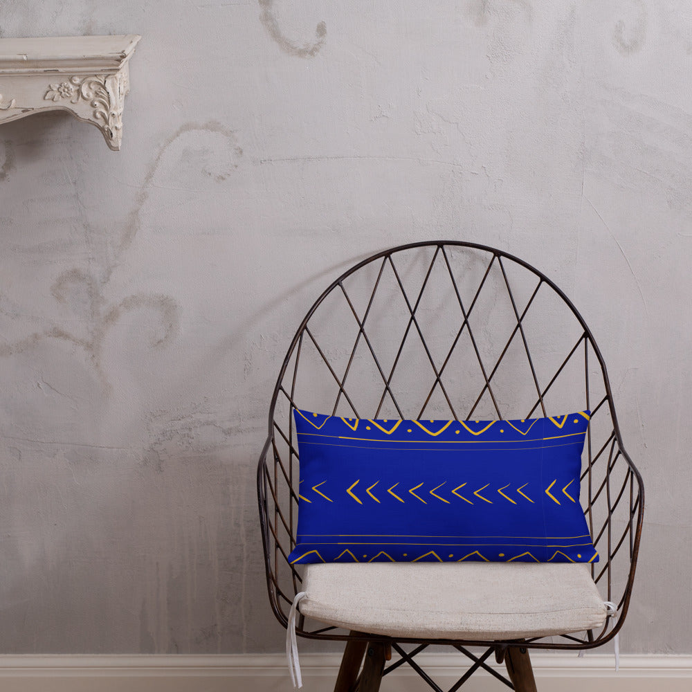 Blue and Gold tribal inspired Premium Pillow