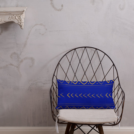 Blue and Gold tribal inspired Premium Pillow
